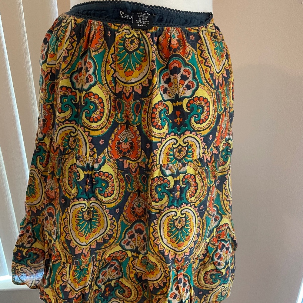 boho midi skirt size small